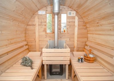 Sauna a botte finlandese stufa a legna riscaldatore