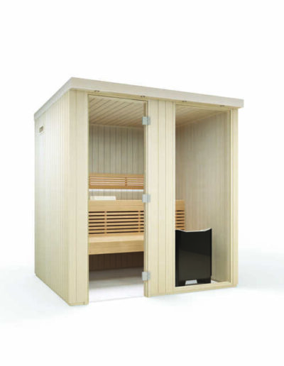 Sauna da casa-con-sezione-vetrata-in-aspen-perline-verticali