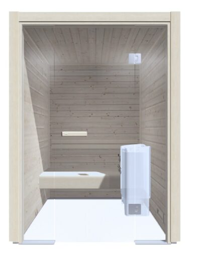 sauna 150x150 frontale vetrato