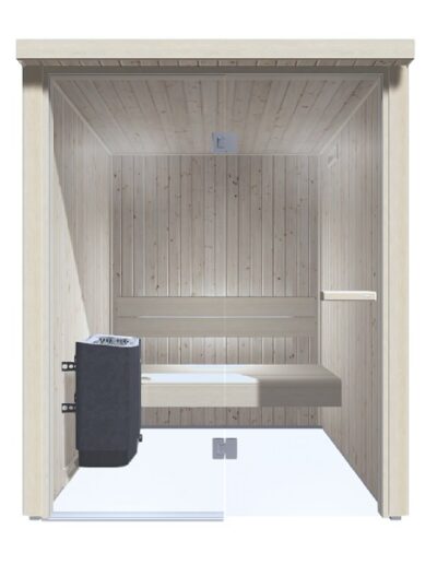 sauna abete 167x150 frontale vetrato