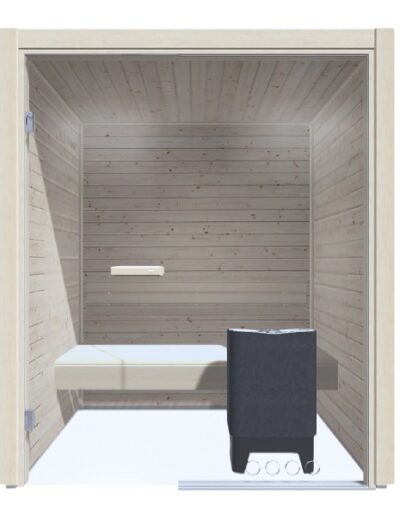sauna abete 175x124 frontale vetrato perlinatura orizzontale
