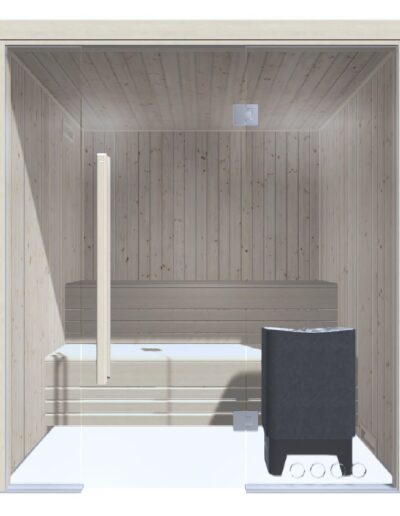 sauna abete 192x158 frontale vetrato