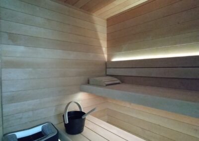 sauna finlandese in betulla con frontale vetrato