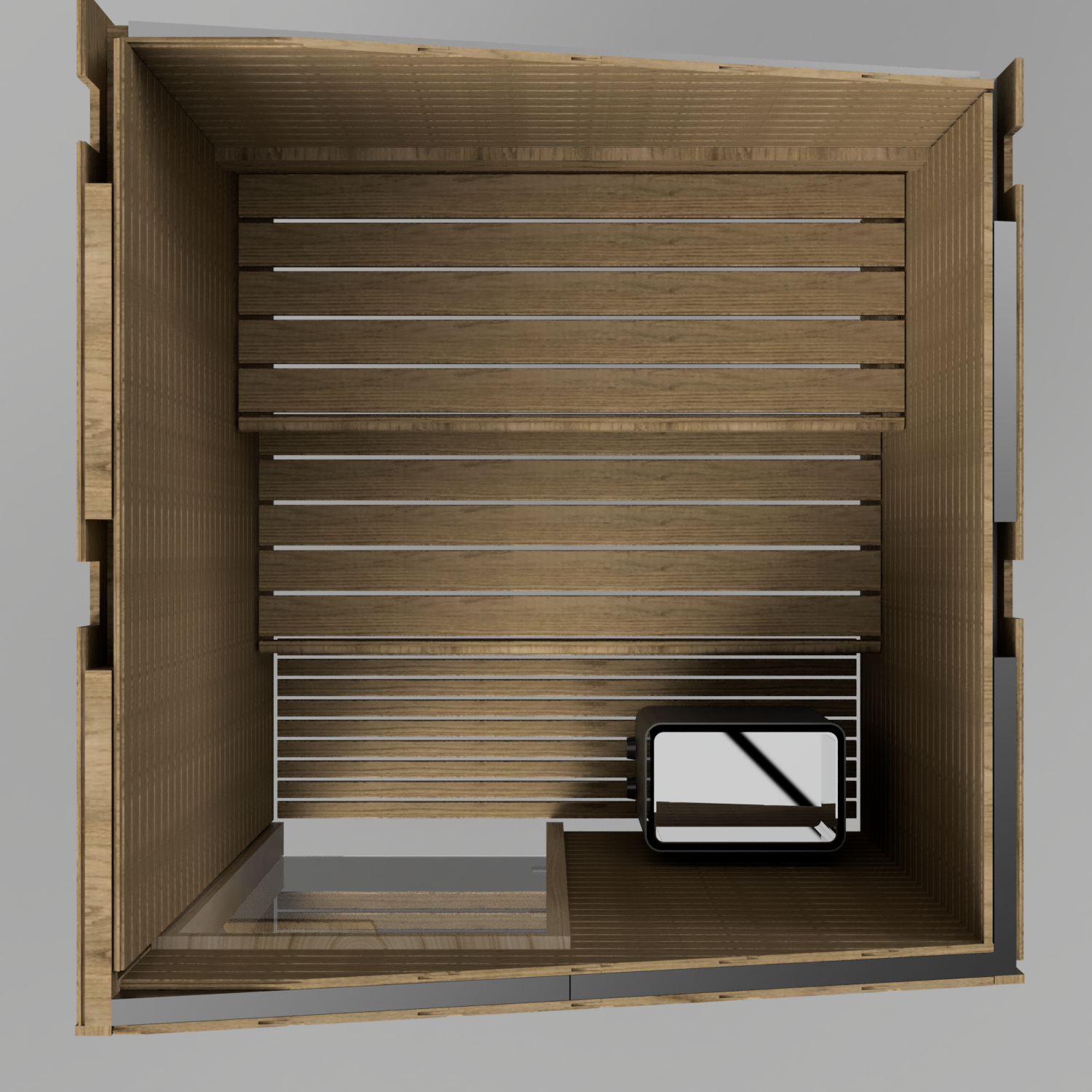 progetto sauna mansarda rendering