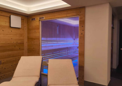 sala relax con sauna finlandese per hotel