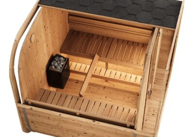 sauna a botte quadrata 6 posti economica in termotrattato