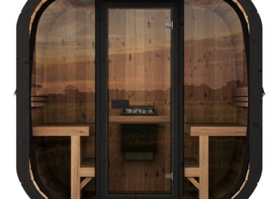 sauna a botte quadrata con vetrata economica