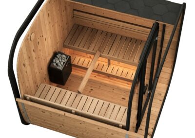 sauna da esterno 6 posti con stufa elettrica e vetrata