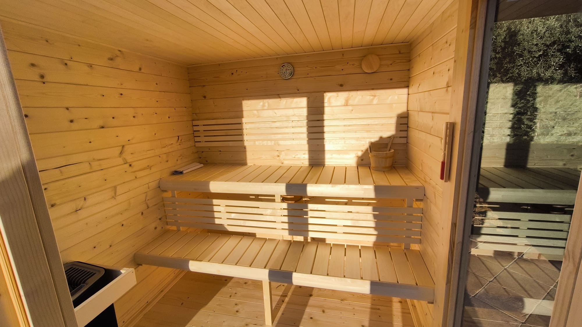 sauna da esterno in abete nordico