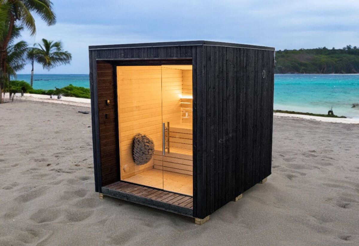 sauna moderna a cubo scura