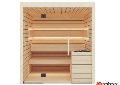 sauna brescia 200x200 con stufa a destra