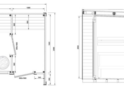 dimensioni sauna da giartdino con veranda e spogliatoio