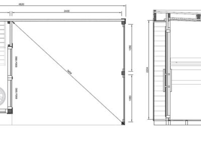 piantina sauna S PLUS con terrazzo esterno