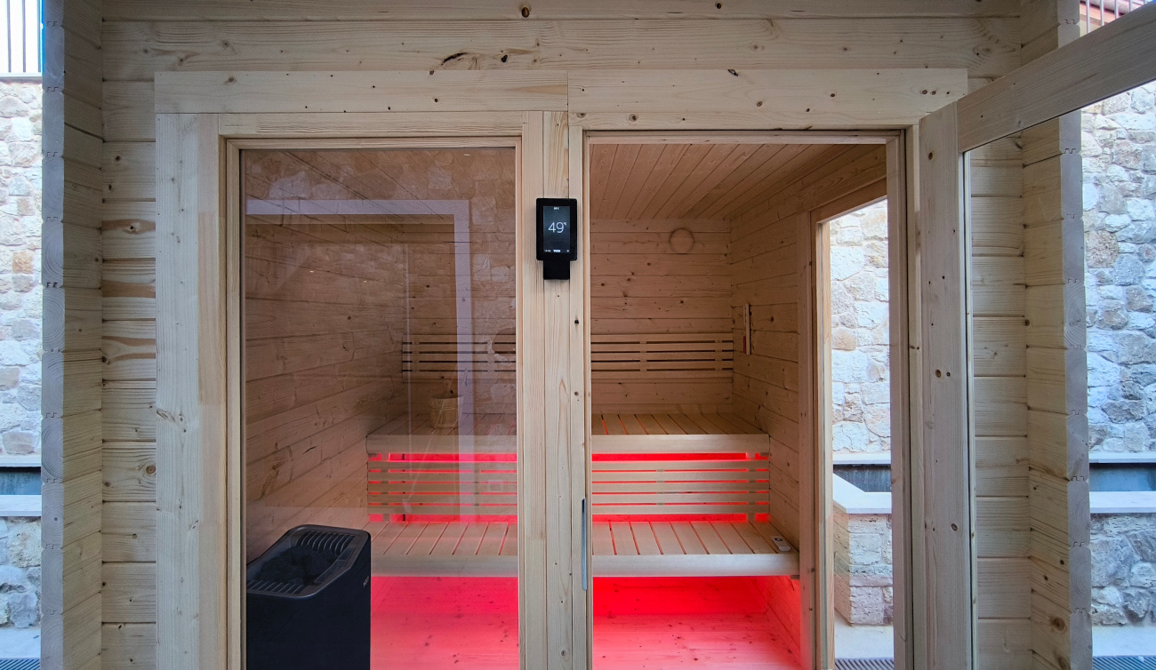 sauna panorama in legno massiccio da giardino e terrazzo