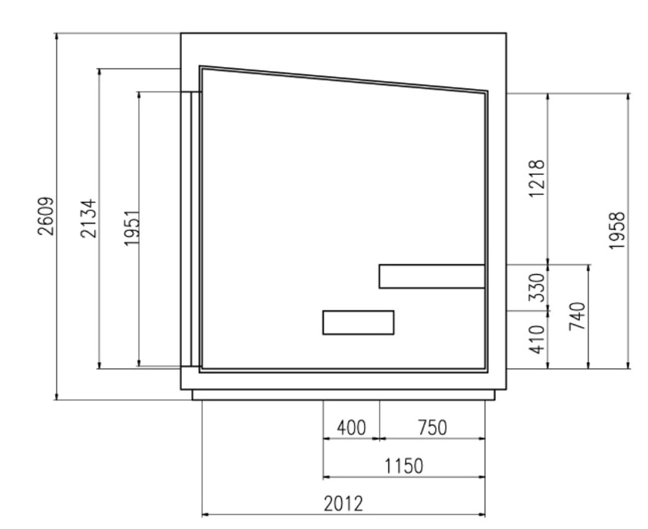 disegno laterale sauna ML23 disegno laterale sauna ML23