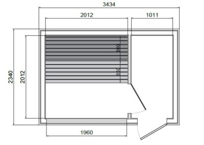 disegno sauna ML34 pianta panche standard