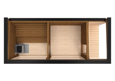 sauna da giardino modern lux con spogliatoio e patio alto