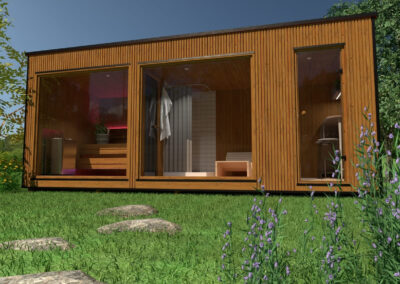sauna modern lux 2.3x5.9 m ambientata