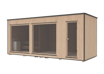 sauna modern lux 2.3x5.9 m in abete