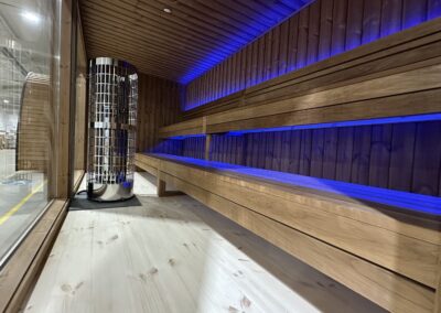 sauna modern lux da esterno senza spogliatoio vista interna