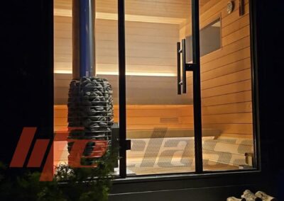 sauna da esterno illuminazione notturna