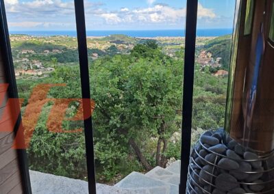vetrata panoramica per sauna