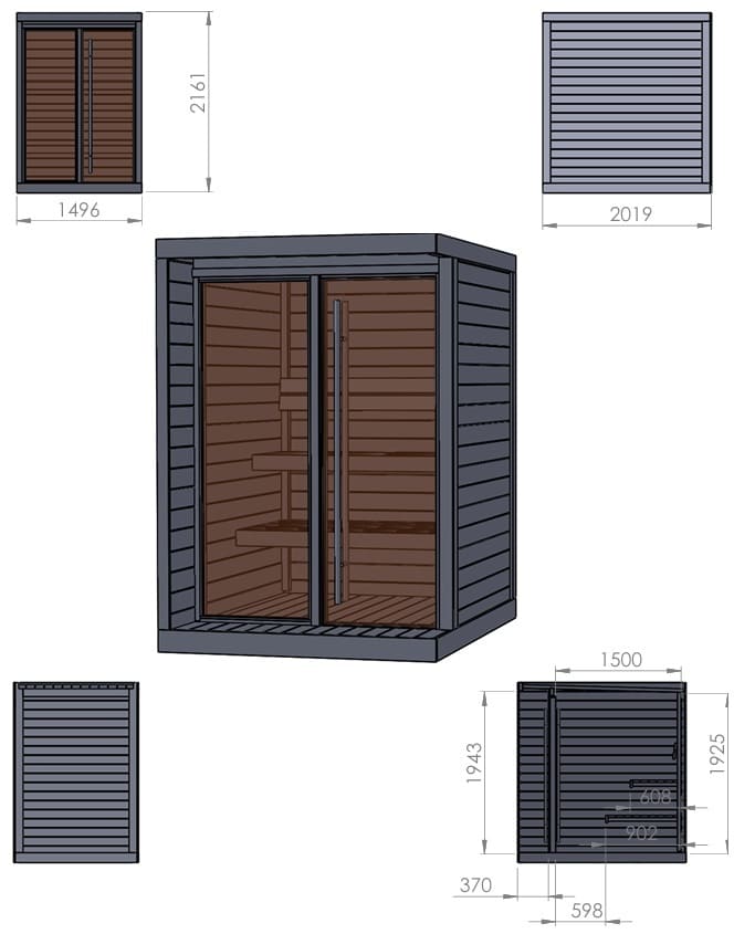 Disegni dimensionale sauna da giardino 4 persone Disegni dimensionale sauna da giardino 4 persone