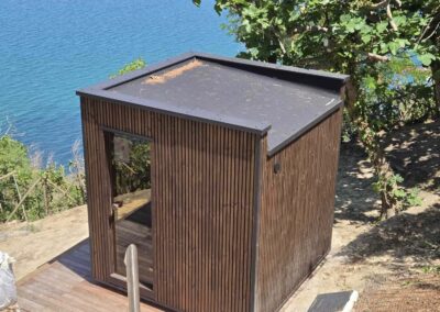 Sauna da esterno Modern lux Aurora vista Mare dall'alto