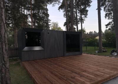 casetta da esterno con sauna doccia e spogliatoio Vista