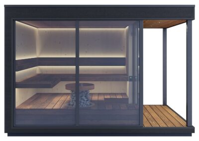 sauna da esterno Lifeclass VetroLuxe frontale