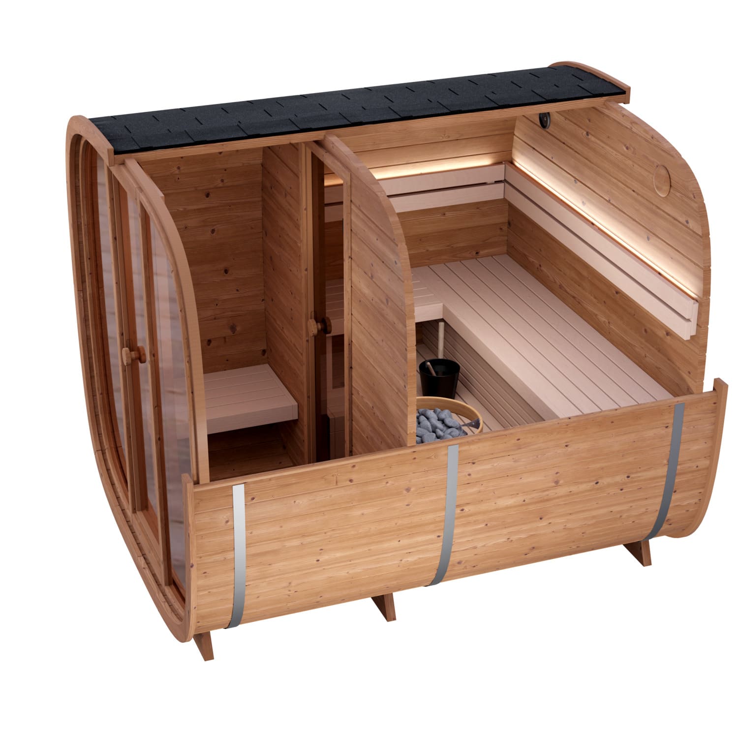 Caratello in sezione 250S sauna da esterno Caratello in sezione 250S sauna da esterno