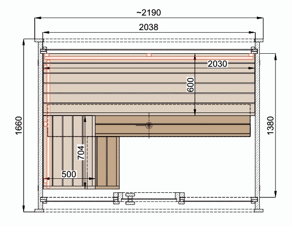 Piantina - Sauna Caratello Lifeclass da esterno 160x200 Piantina - Sauna Caratello Lifeclass da esterno 160x200