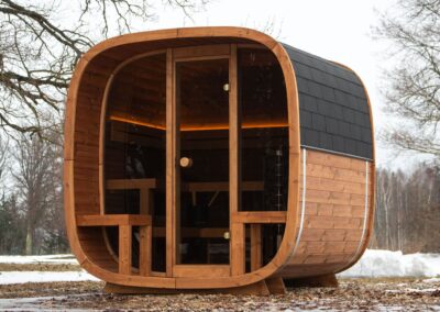 Sauna Caratello 200 e 240 con terrazzo da esterno fro ambientata