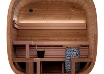 Sauna Caratello 200 e 240 con terrazzo da esterno vista in sezione