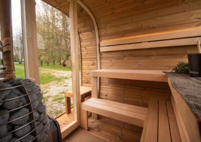 Sauna Caratello 240 con terrazzo da esterno panche rialzate