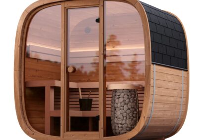 Sauna Caratello Lifeclass da esterno 160x200 vista 3-4