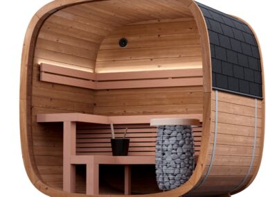 Sauna Caratello Lifeclass da esterno 160x200 vista interna 3-4