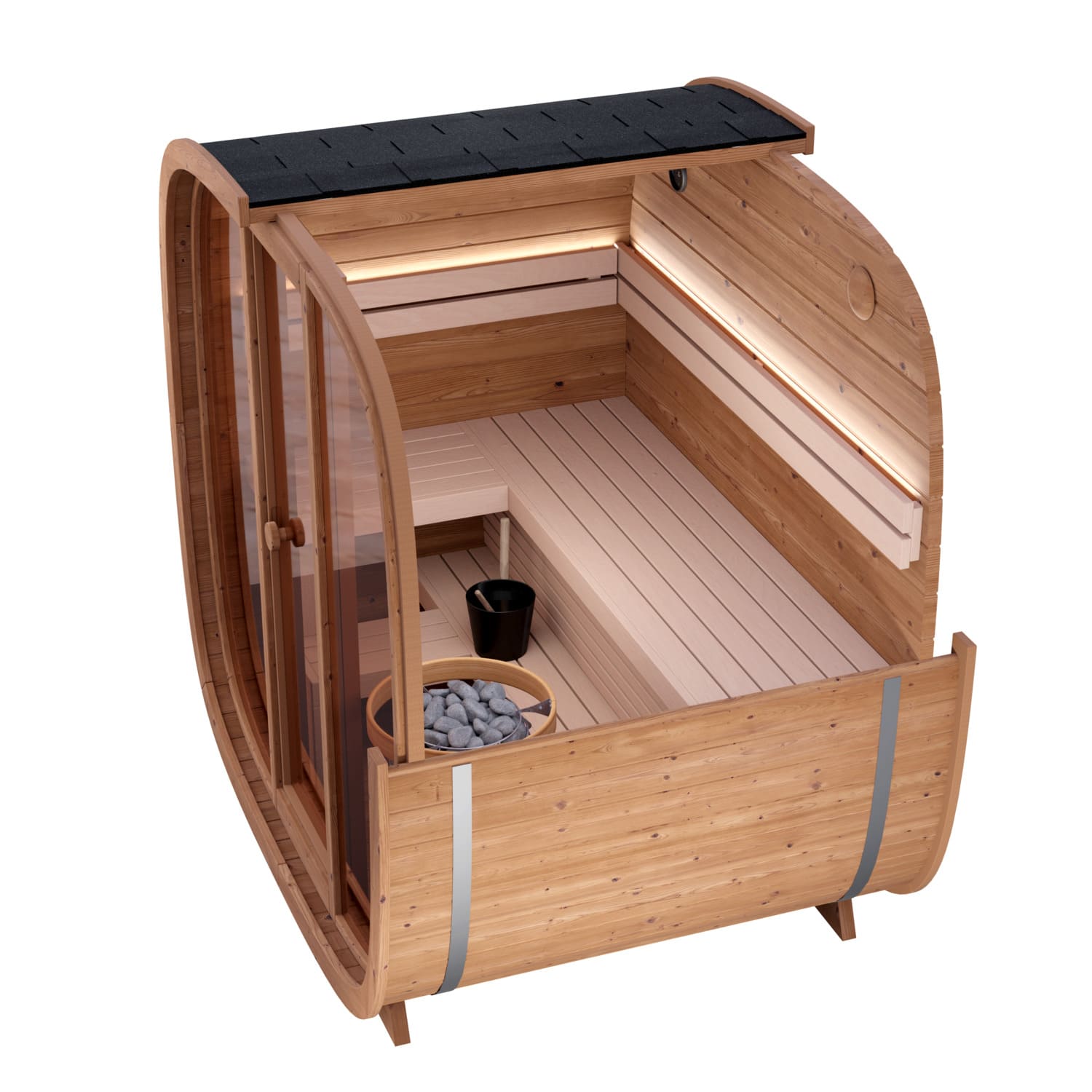 Sauna Caratello Lifeclass da esterno 160x200 vista interno Sauna Caratello Lifeclass da esterno 160x200 vista interno