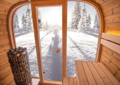 Sauna Caratello Lifeclass da esterno 160x200 vista panoramica