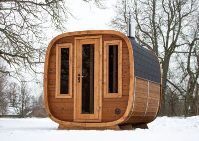 sauna Caratello da esterno economica con spogliatoio con finestre frontali