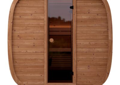 sauna Caratello da esterno economica con spogliatoio frontale in legno