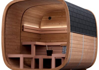 sauna Caratello da esterno economica con spogliatoio in sezione