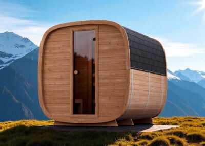 sauna Caratello da esterno economica con spogliatoio su montagna