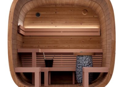 sauna Caratello da esterno economica con spogliatoio vista sezione