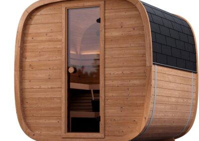 sauna da esterno a Botte quadrata Caratello 200 vista 3-4