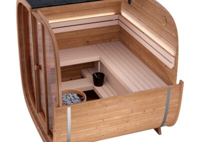 sauna da esterno a Botte quadrata Caratello 200 vista sezione