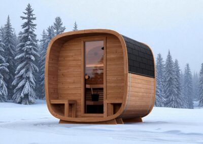 sauna Caratello ambientata sulla neve