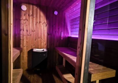 sauna da esterno Ice cube Lux vista panche interne