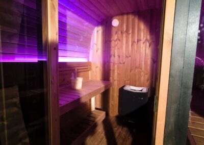 sauna da esterno Ice cube Lux vista stufa
