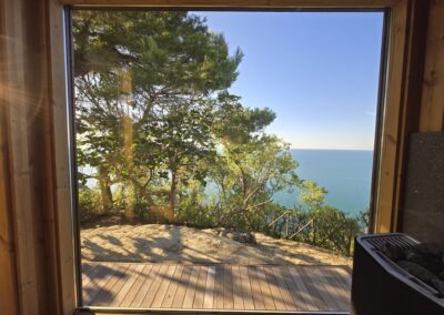 sauna panoramica da esterno